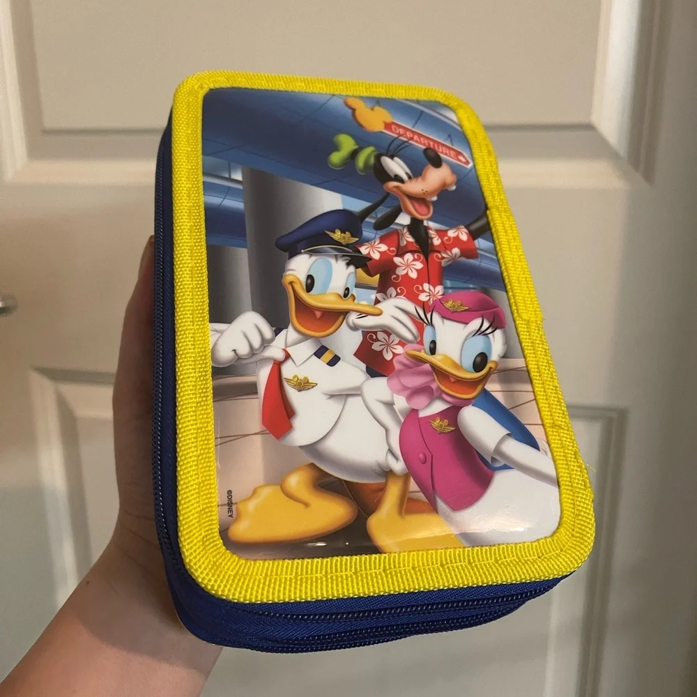 Disneyland Hong Kong Mickey Mouse Airways DISNEY 3 SECTION PENCIL CASE ORGANIZER